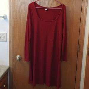 Old Navy Ribbed Knit Long Sleeve Cinnamon Red Dress Women's Plus Size 2X